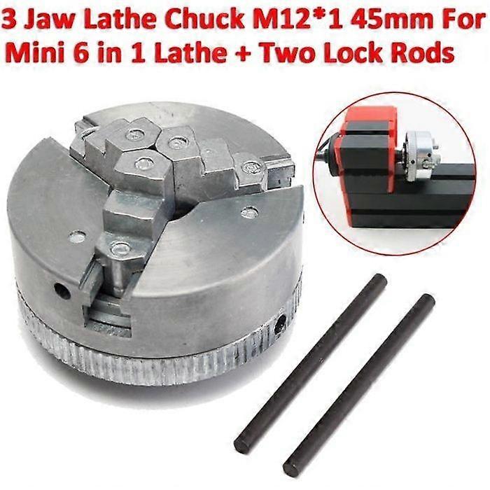 Metal 3 Jaw Chuck M12 Pr Mini 6 in 1 Lathe + 2 Lock Rod Bar