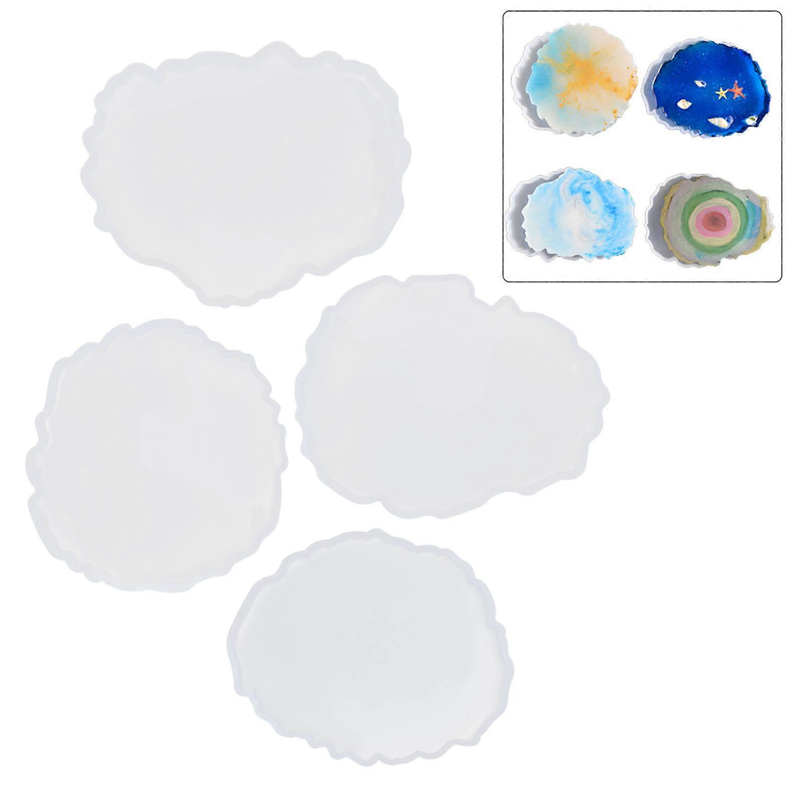 4Pcs Silicone Resin Coaster Molds DIY Multi-Purpose Set Easy Use