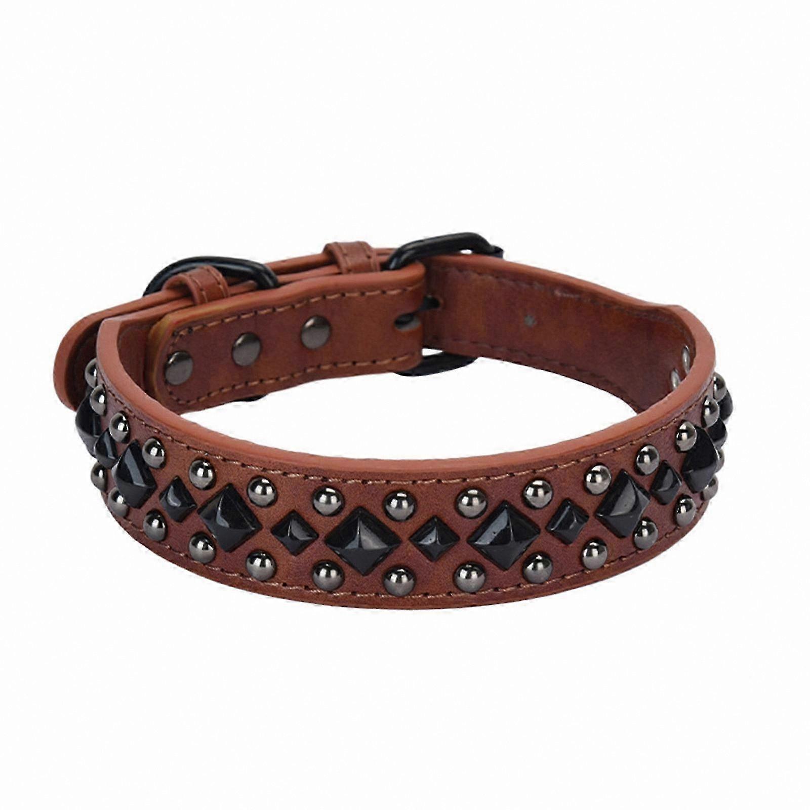Adjustable Leather Dog Collar for Small to Large Breeds, Multiple Sizes Available in Brown XL