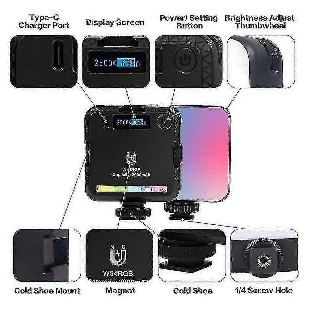 Small Portable Fill Light Photography Camera Phone Atmosphere Light Rechargeable Three-color Temperature Adjustable Rgb Light