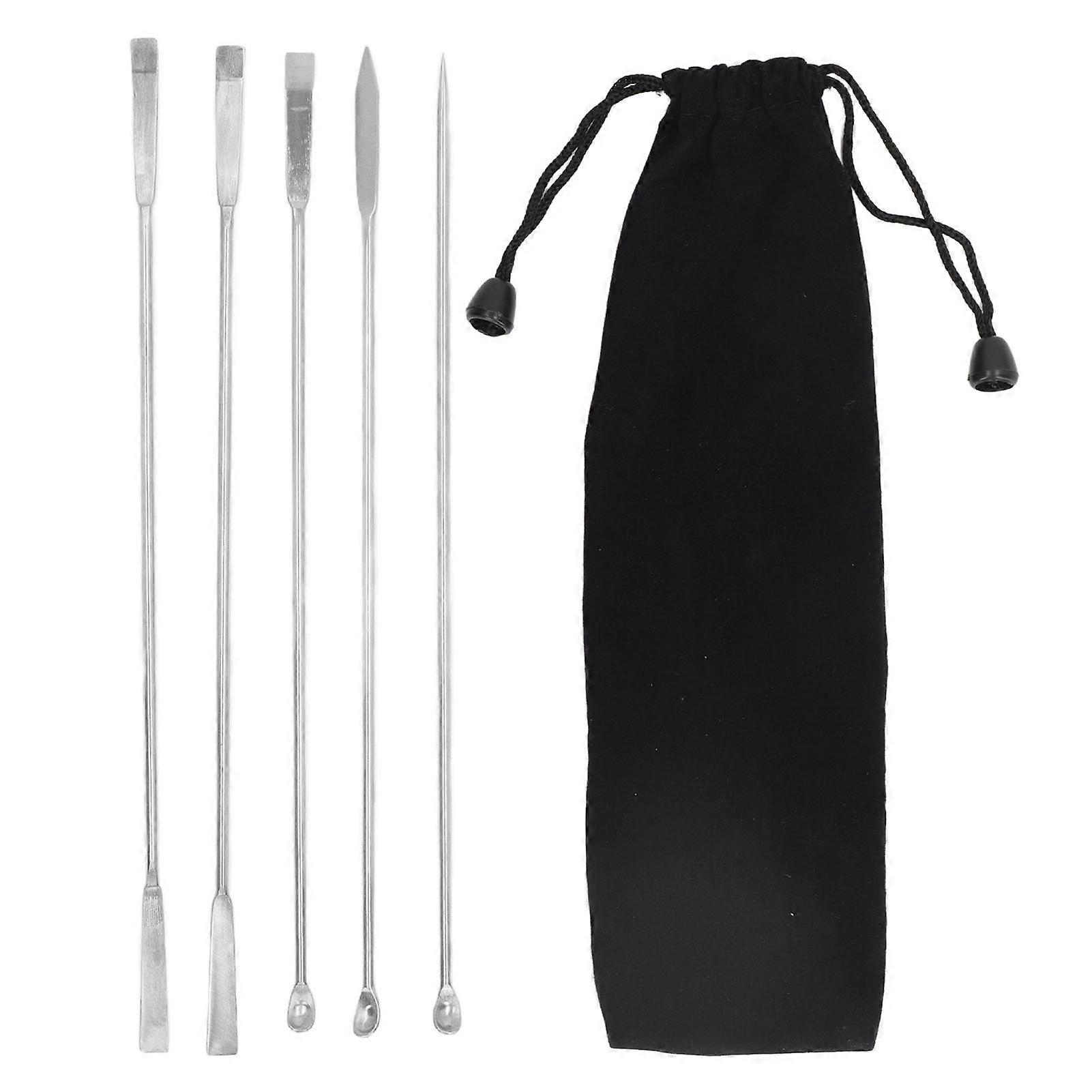 5PCS Laboratory Spoon Set Stainless Steel Double Headed Rustproof Mini Medicine Spoon for Experiment