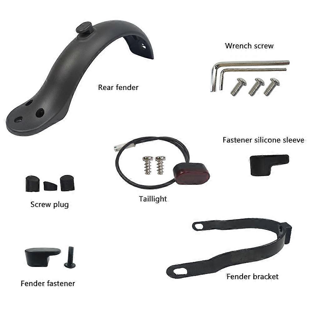 Electric Scooter Accessory Rear Mudguard Compatible for Xiaomi M365 1S Essential Pro and Pro2 Scooters Complete Kit with Bracket and Protective Cover