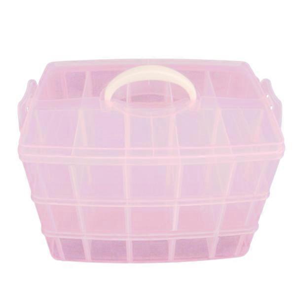 Three Layer Storage Box Plastic Cosmetic Organizer Container 1 Piece Pink