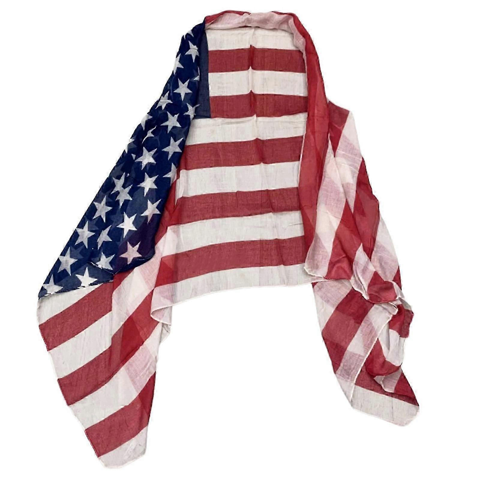 Stylish Scarf Shawl Neckerchief Head Scarf Star Print for Independence Day Star Headscarf, Versatile and Soft1