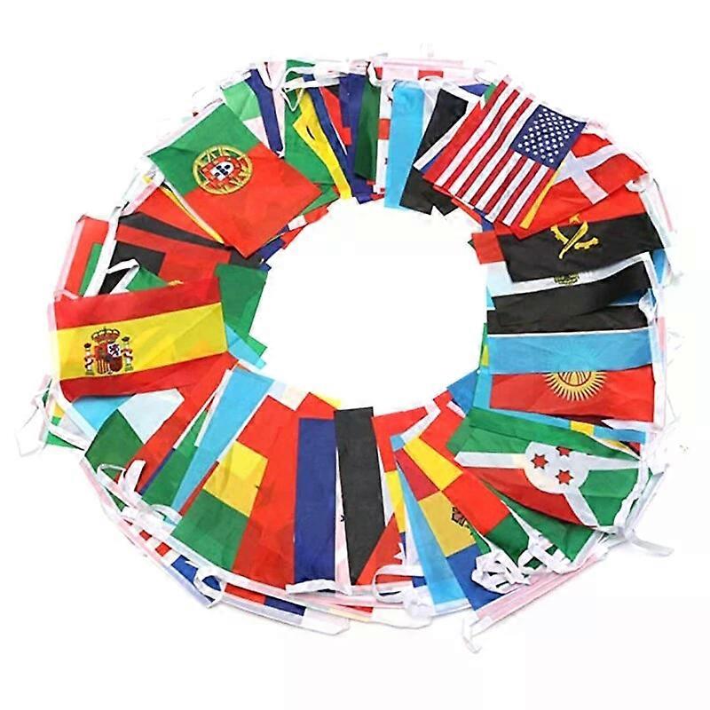 String Flags Pennant Banners, 100 Different Countries Decorative Banners, Multicolor Polyester, 25M Length