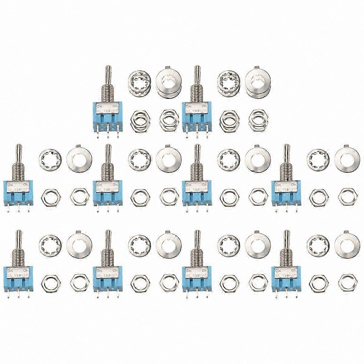 10-Pack 3-Pin Mini Toggle Switches, SPDT 2-Position ON/ON Electrical Toggle Components