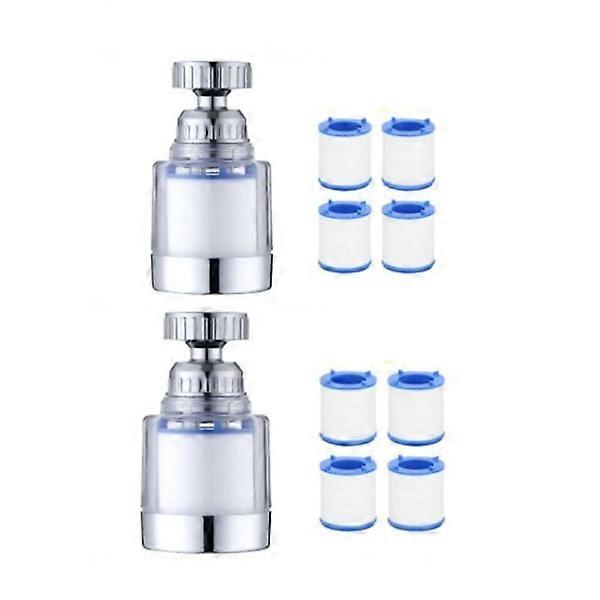 2-pack Faucet Water Filter, Anti-limescale Filter for Tap, with 8 PP Cotton Filter Elements and Universal Adapter for Sink, Kitchen, Bathroom