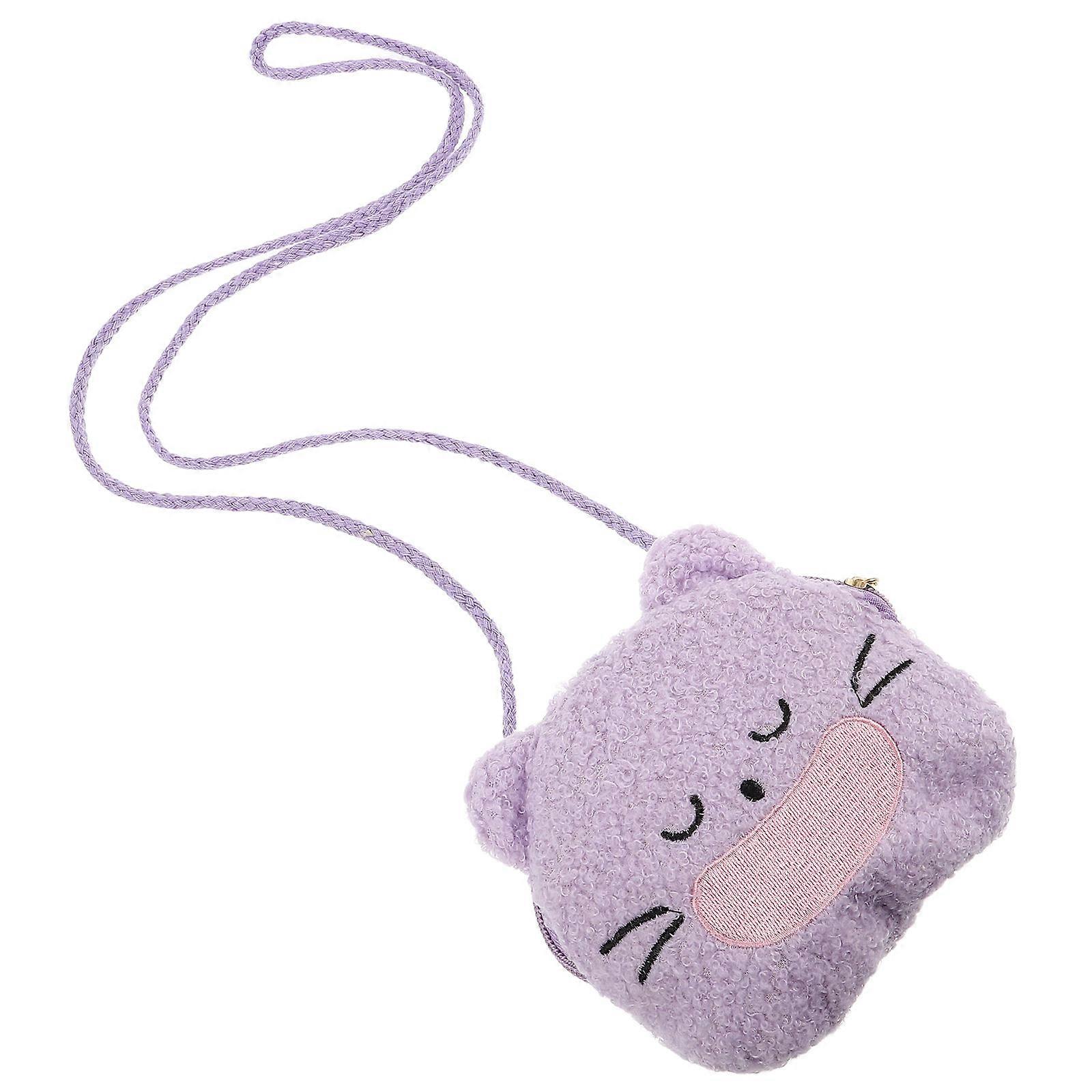 Violet Crossbody Bag for Little Girls 2Pcs Soft Cute Cat Coin Wallet