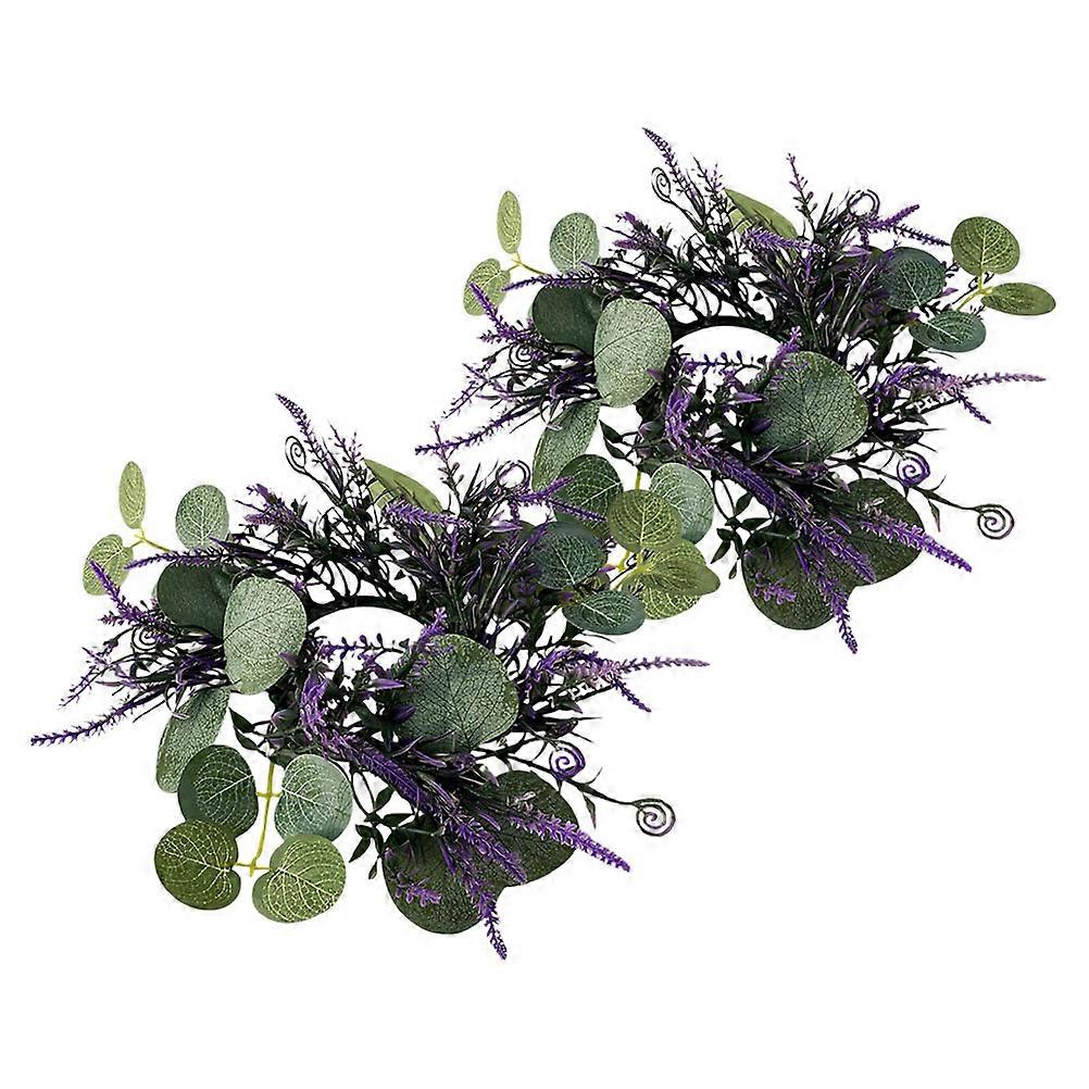 Decorative Candle Ring Artificial Circular Candle Holder for Wedding Tabletop Decoration Plastic Multi 2Pcs