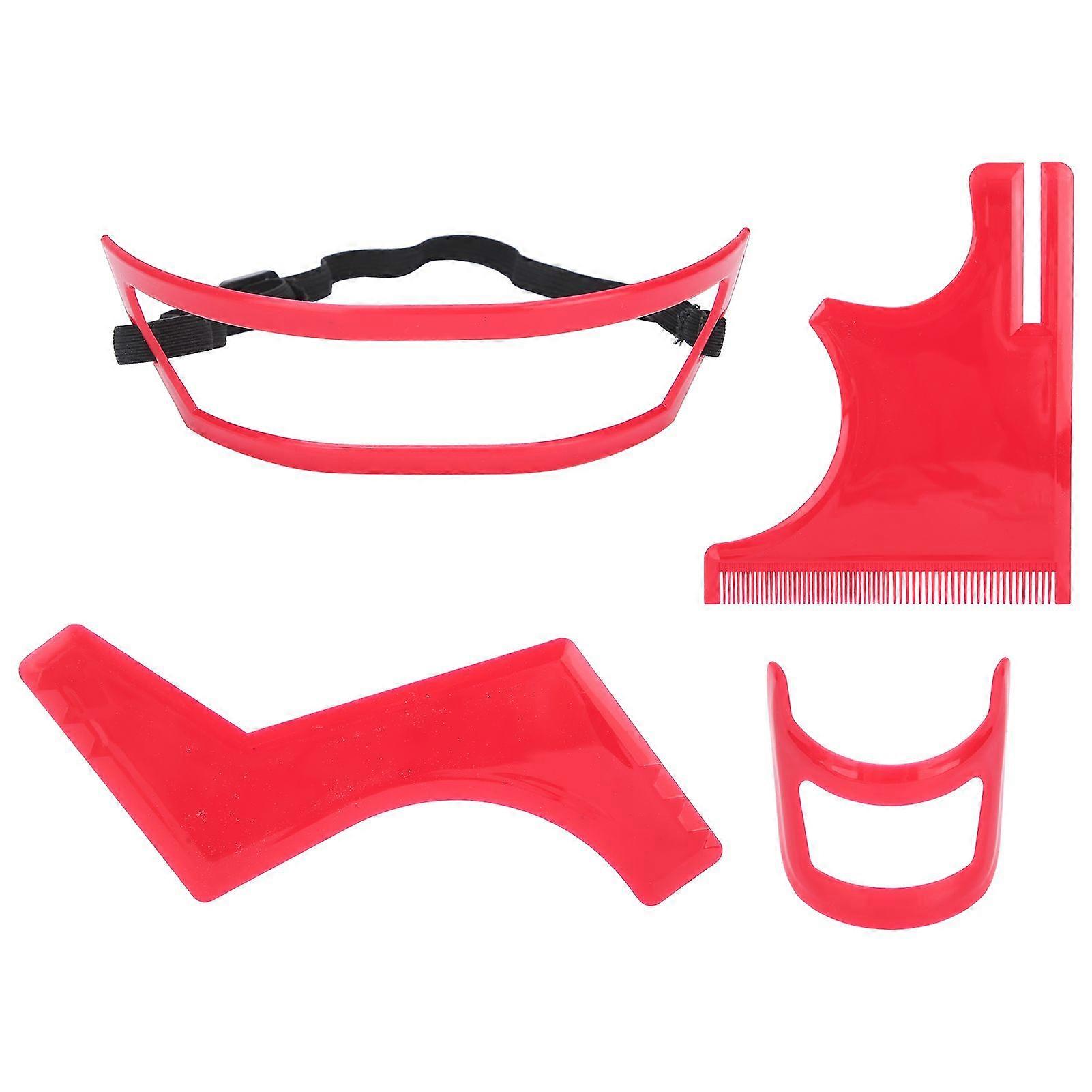 Beard Shaping Tool Kit Beard Styling Cutting Hairline Grooming Red Plastic Beard Template Set