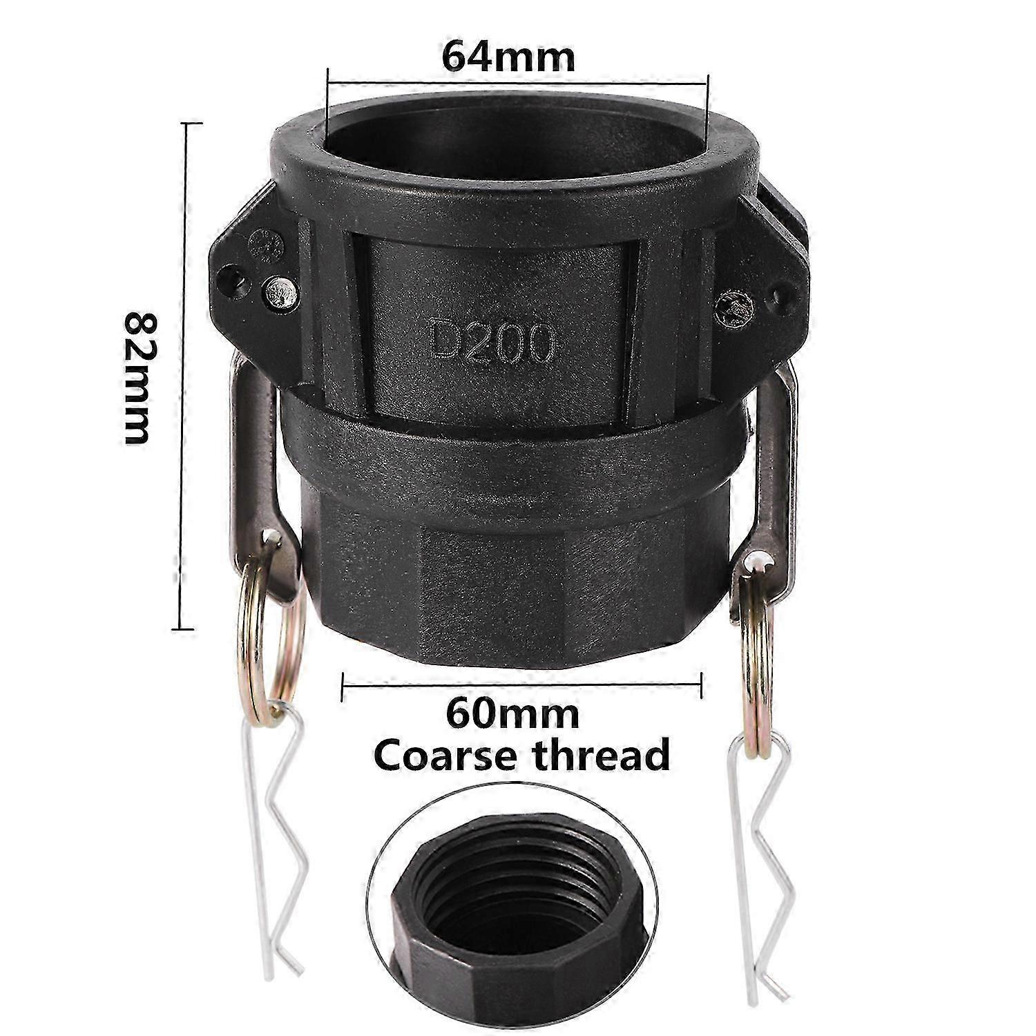 2" Cam-Lock Adapter x 1/2" 1" 15" 2" Hose Shank S60 Coarse Thread 64mm Female Type C IBC Tank Quick Coupler Cam Groove Fitting