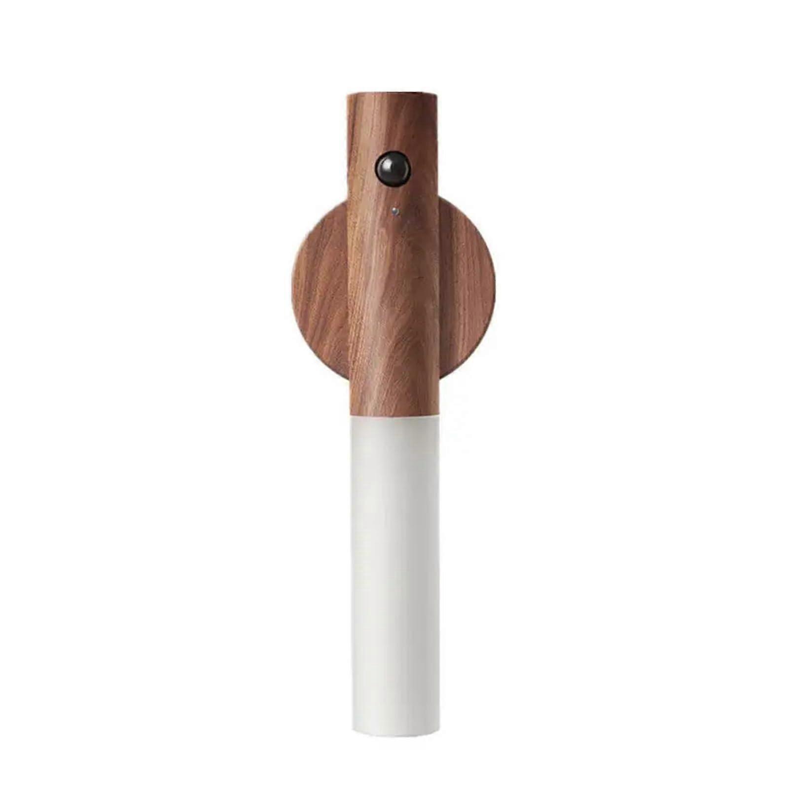 LED Picture Light With Motion Sensor Wall Lamp, USB Rechargeable, Ash Wood Walnut, 2700K Warm Light for Art Display
