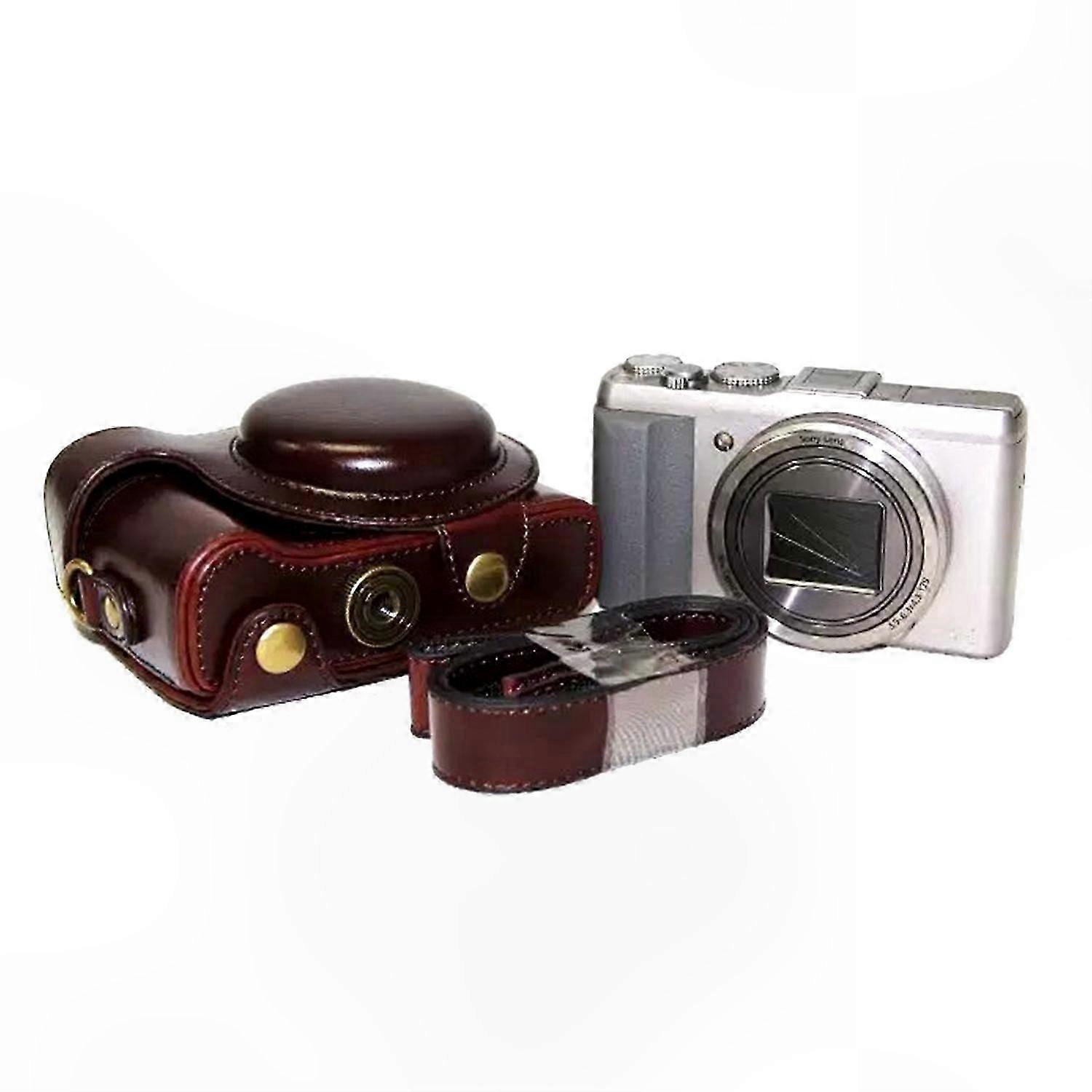 Camera Protective Pouch with Shoulder Strap, Compatible with Compact Digital Cameras, Durable PU Leather Case for Secure Storage and Portability