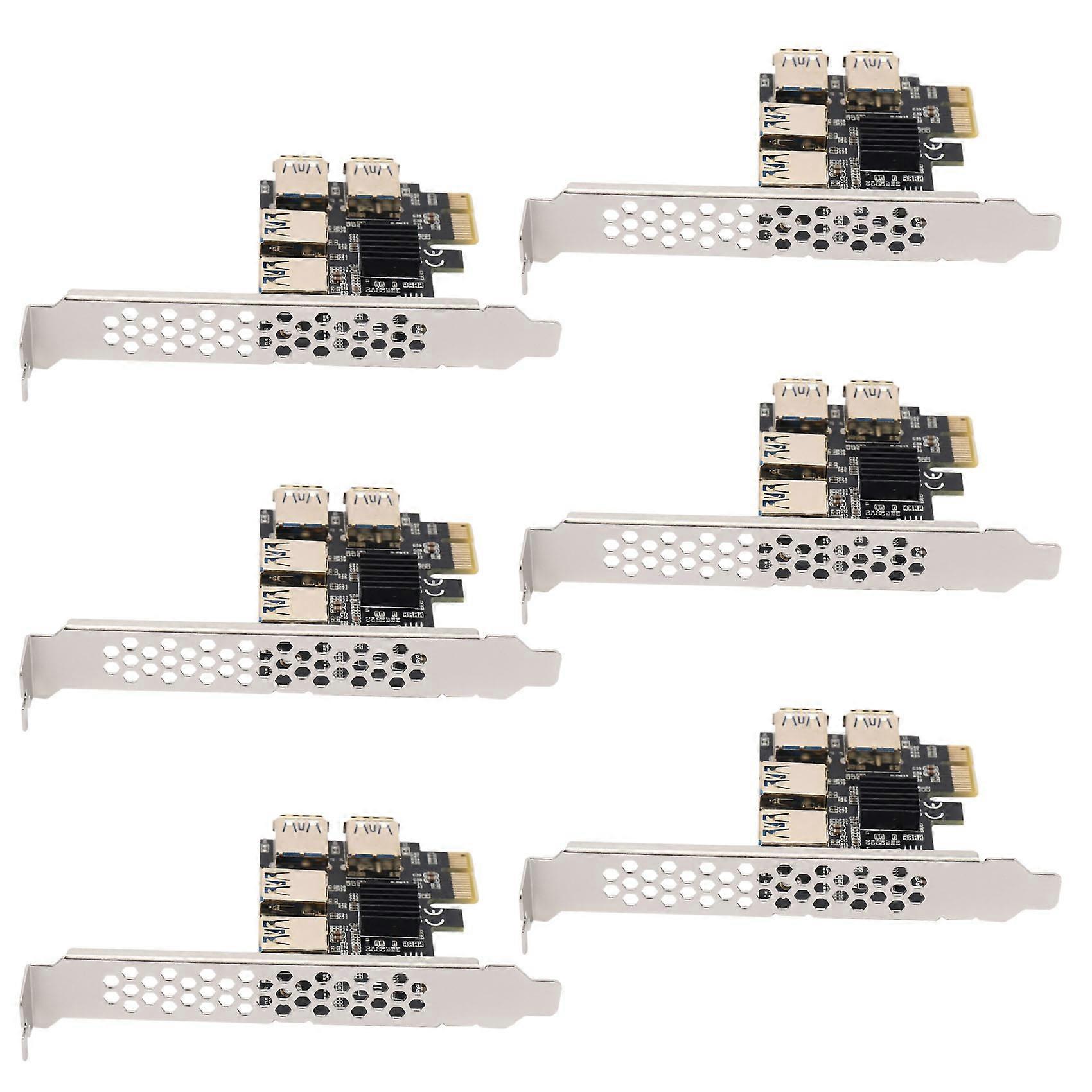 6X 4 Ports PCIe Riser Adapter Board PCI-E 1X to 4 USB 3.0 PCI-E Rabbet GPU Riser Extender ETH/Mo