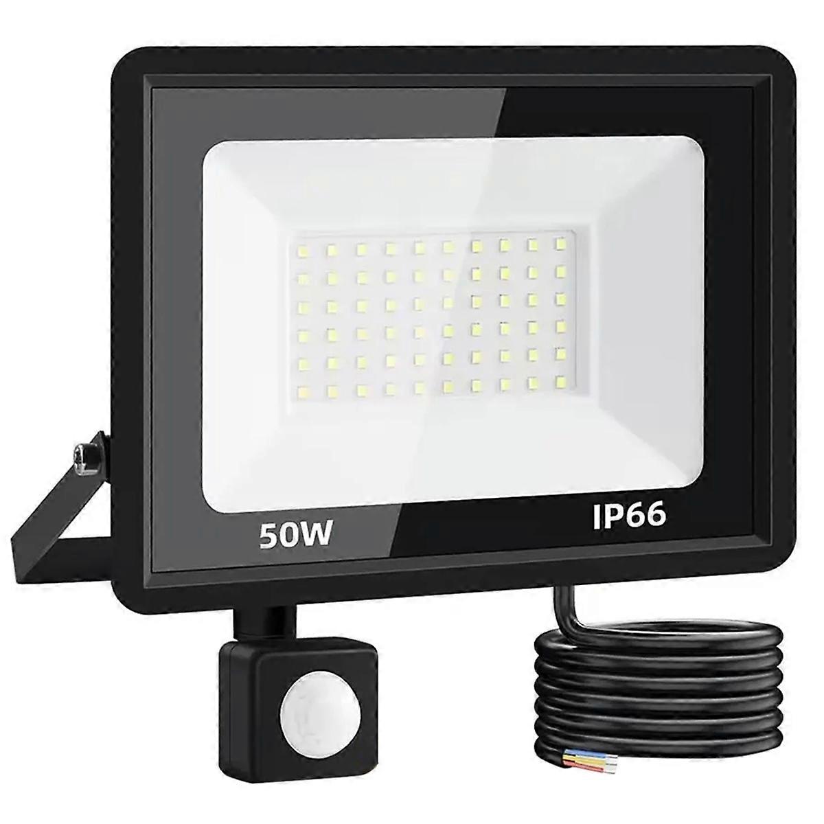 LED Floodlight 50W Outdoor Spotlight with Motion Sensor Detector Lamp External Headlamp Focus Light