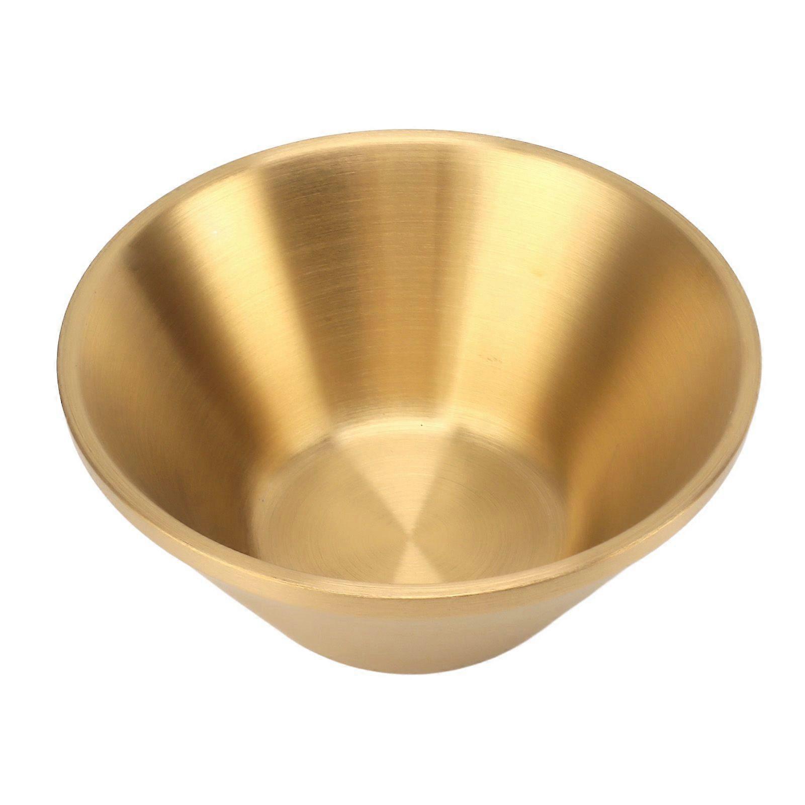 304 Stainless Steel Salad Bowl Double Layer Metal Round Bowl Stylish Salad Mixing Bowls for Snacks Rice Noodles Ice Cream Golden 12cm / 4.7in