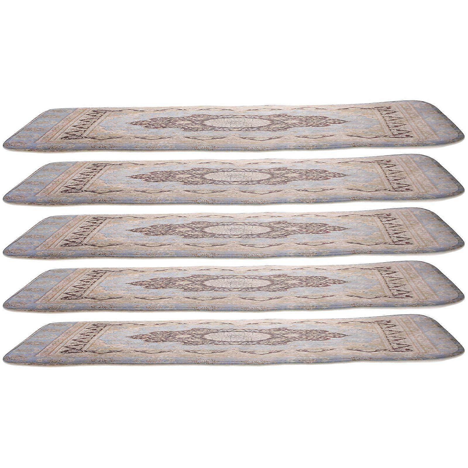 5pcs Non-slip Stair Carpet Treads Washable Stair Tread Mat with Adhesive Tape and Rubber Backing(Pattern 5)