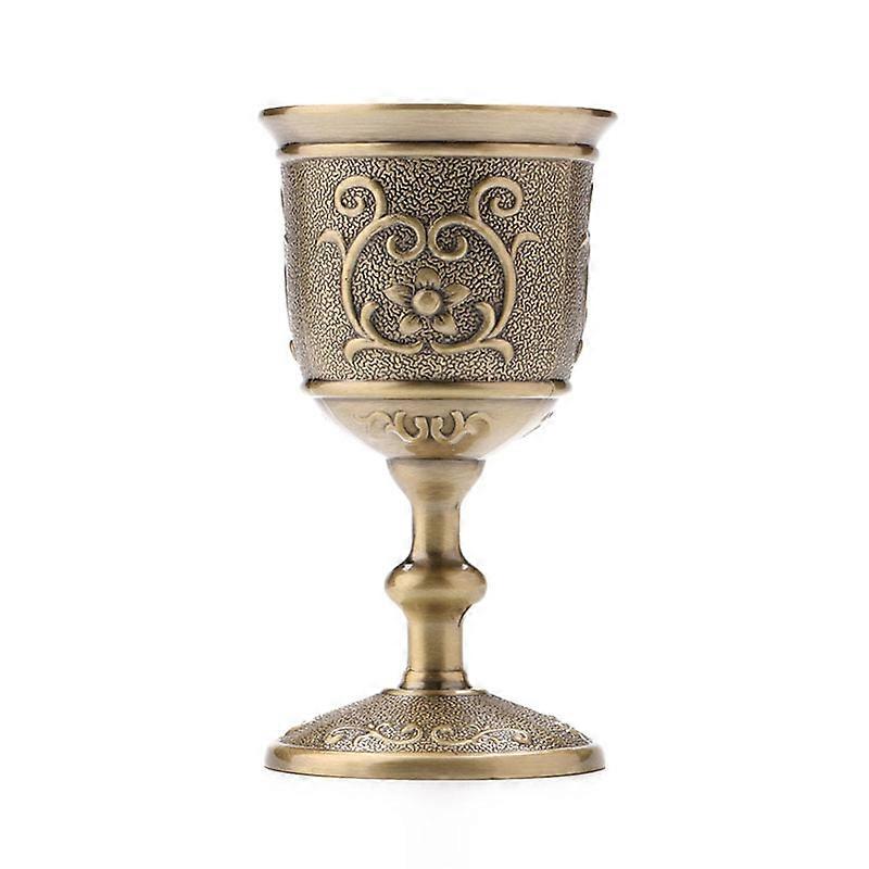 Vintage Hand-made Solid Copper Wine Glass Water Goblet Carving Pattern