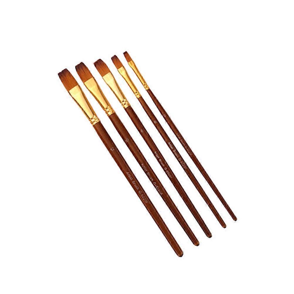 Painting Set Nylon Wool Brushes for Oil Painting Use 10Pcs Flat Flax Tip