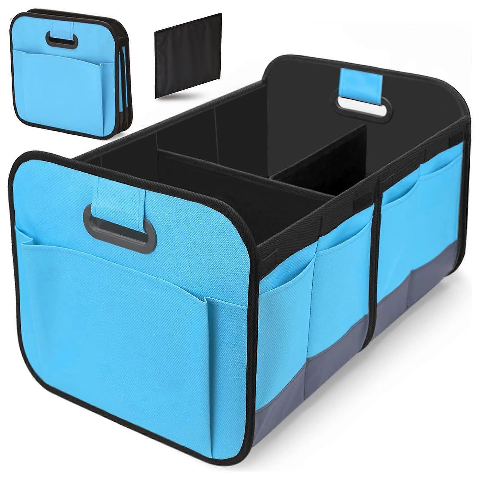 Car Boot Organiser Bag Collapsible Multi Compartment Car Seat Organiser Camping Storage Blue