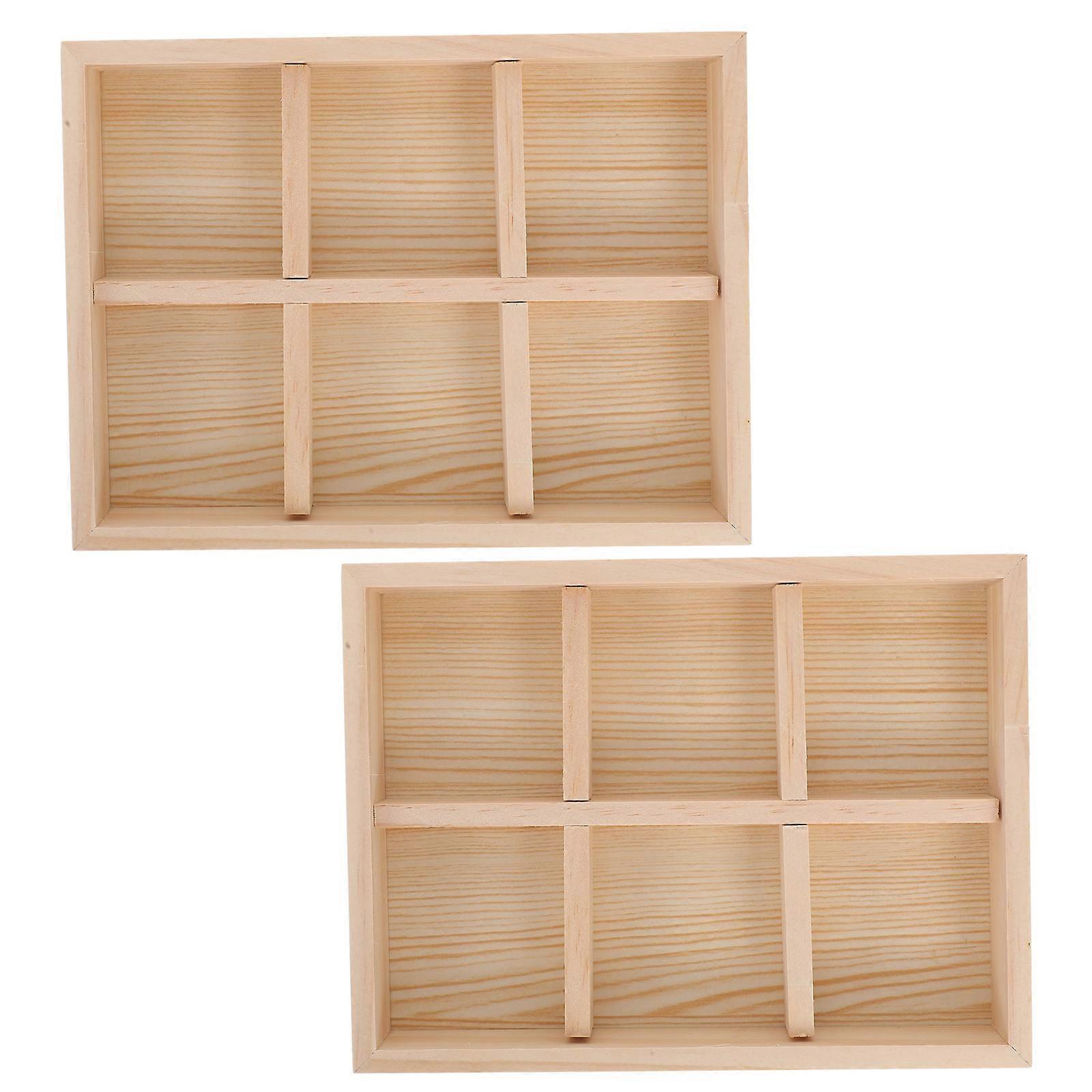 Rectangular Wood Serving Tray 6Pcs Ideal For Snacks And Appetizers Designed For Gatherings In Beige Color