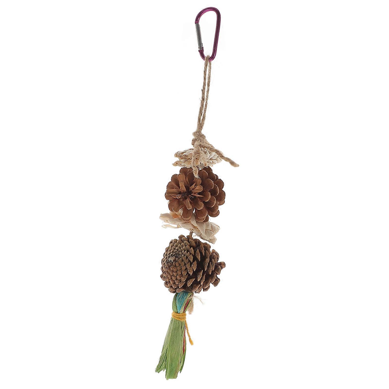 Bird Balance Training Toy 2Pcs Chewing Pine Cone For Finches And Macaws Perfect For Bird Cage Decor With Easy Mounting Options