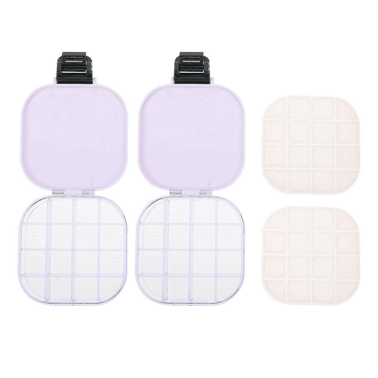 Water Colour Solid Paint Box 2 Pcs Color Mixing Storage Holder 10X8.5cm Transparent Plastic For Arts And Crafts