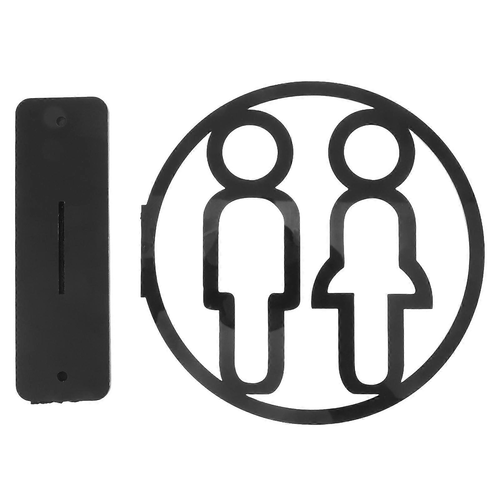 Bathroom Sign 3Pcs Rectangular Black Design For Restaurants And Offices Material Sleek Style