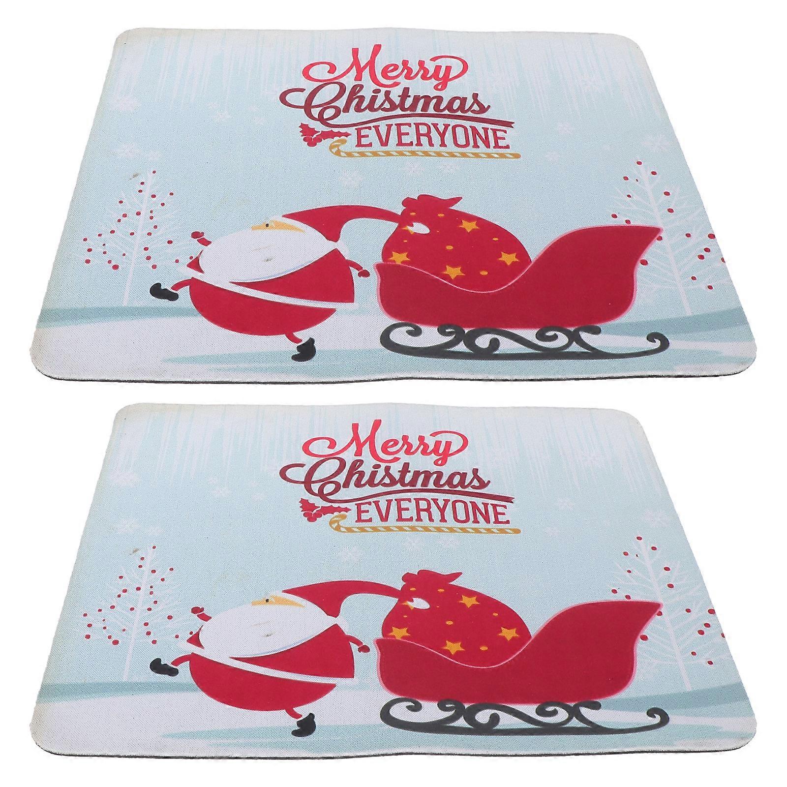 Rubber Mousepad with Santa Claus Design 4 Pcs Non-Slip Shape Ideal for Students and Office Workers 30X25X0.2CM Precise Mouse Movement