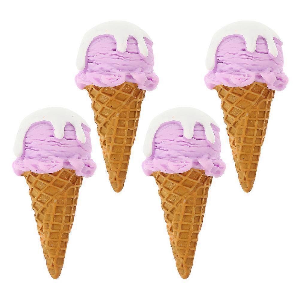 Artificial Ice Cream Ornament 4Pcs Cone Shaped Props For Dessert Displays And Photography Sessions