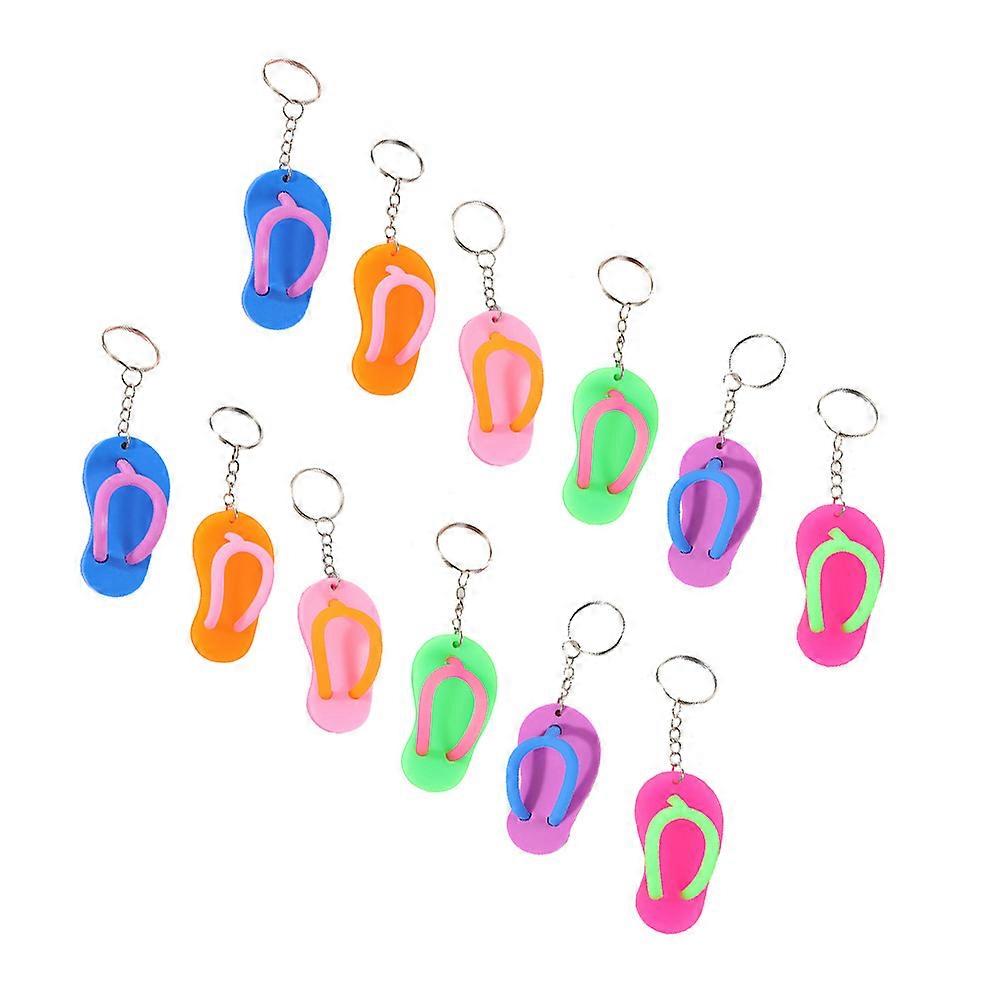 Flip-Flops Shaped Keychain Pendants for Decoration 36Pcs Key Ring Set