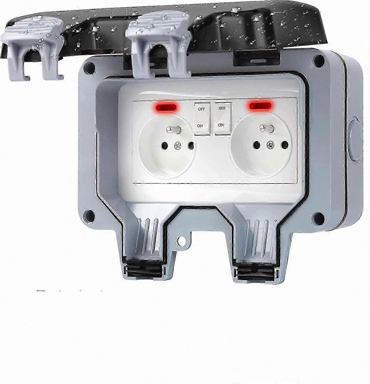 Waterproof Socket with Switch for Outdoor, Bathroom, Kitchen, and Garden Use