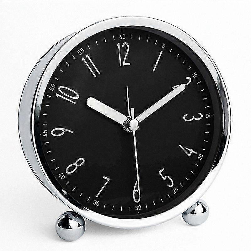 Metallic Framed Circle Clock with Simple Quartz Mechanism for Nightstand