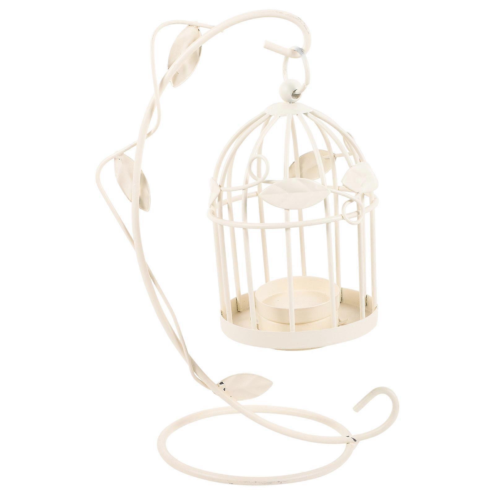 3Pcs White Candle Cage Hanging Candlestick Holder for Elegant Decor