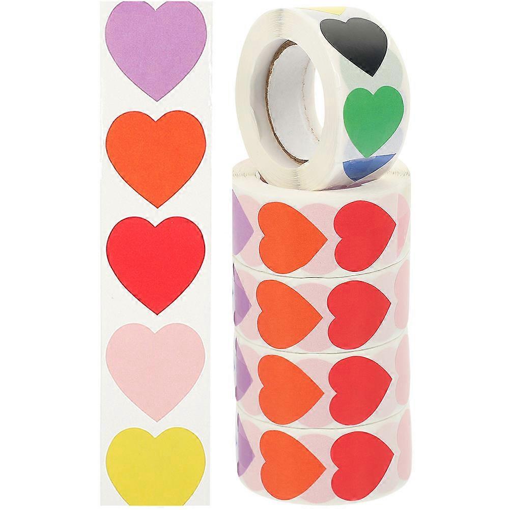 Blank Heart Stickers 5 Rolls Perfect For Valentine'S Day Heart Shaped 6.5X6.5X3Cm Suitable For Decorating Toys Gifts
