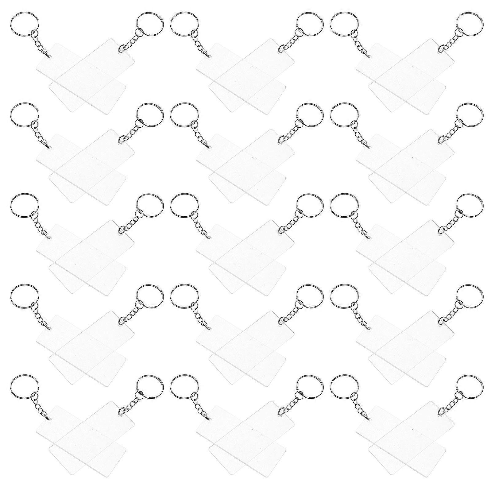 Transparent Acrylic Keychain Blanks Rectangle for Crafting 40Pcs Set