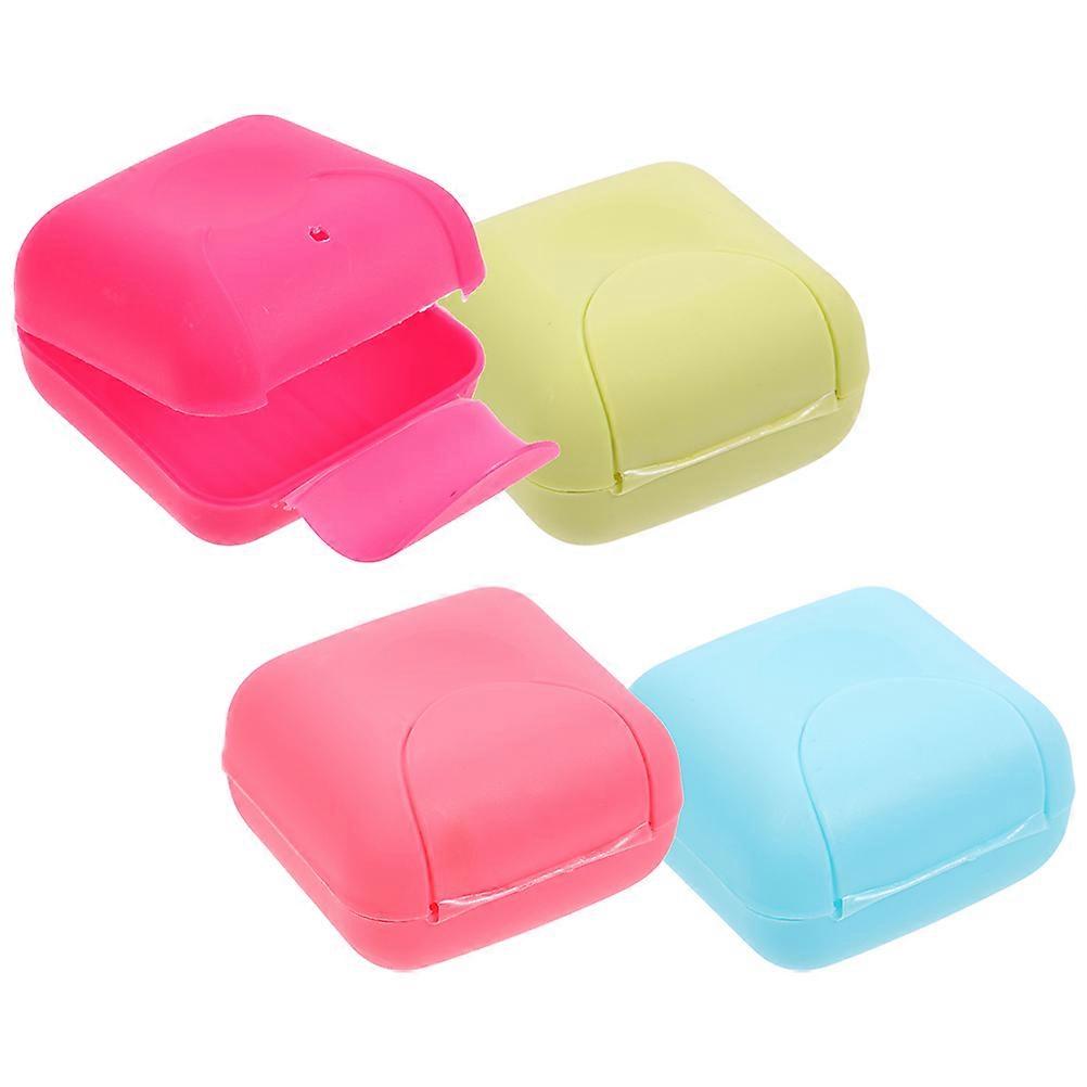 Soap Box with Lid for Travel Use 4Pcs Portable Assorted Color PP