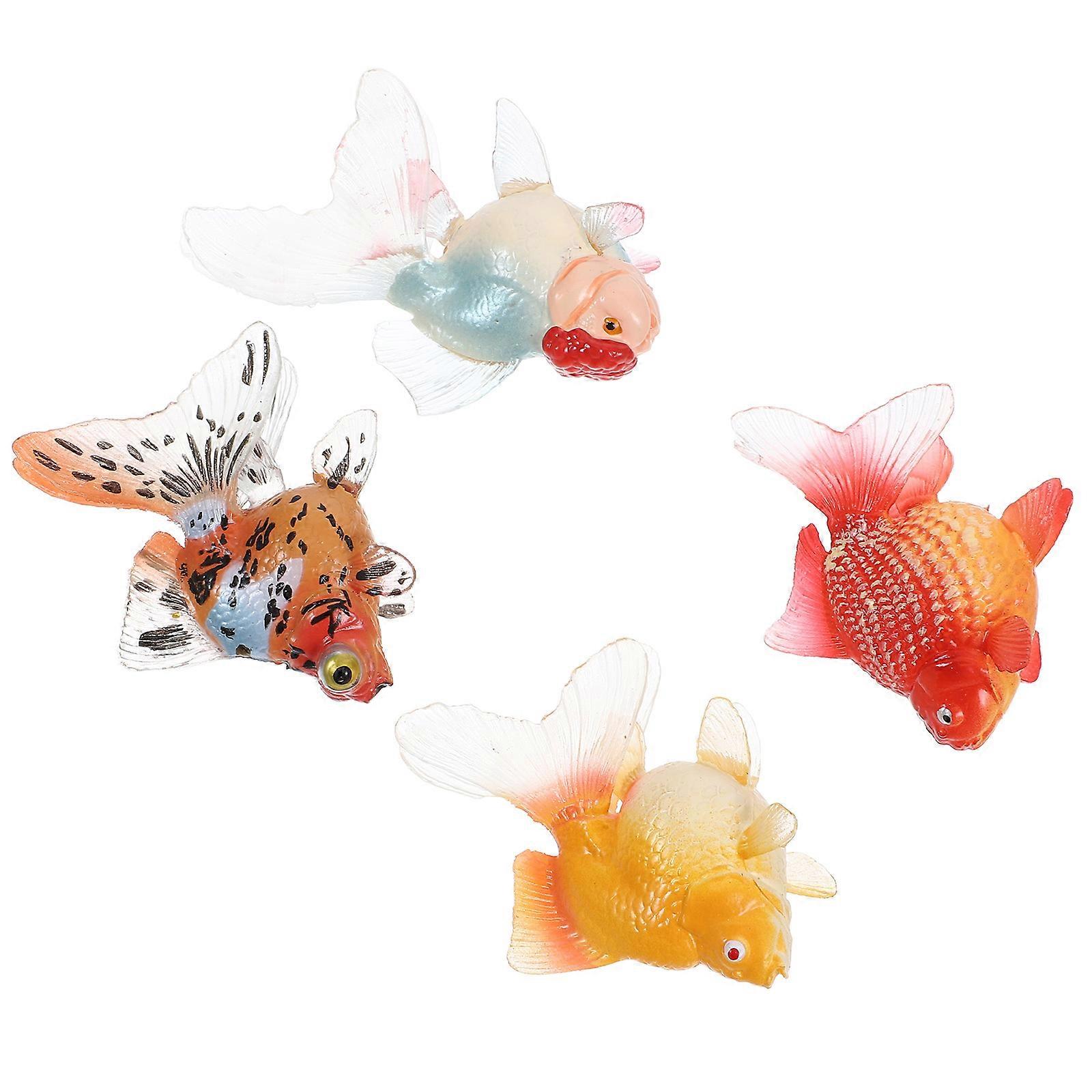 Realistic Goldfish Figurines Plastic Fish Model for Decor 8Pcs