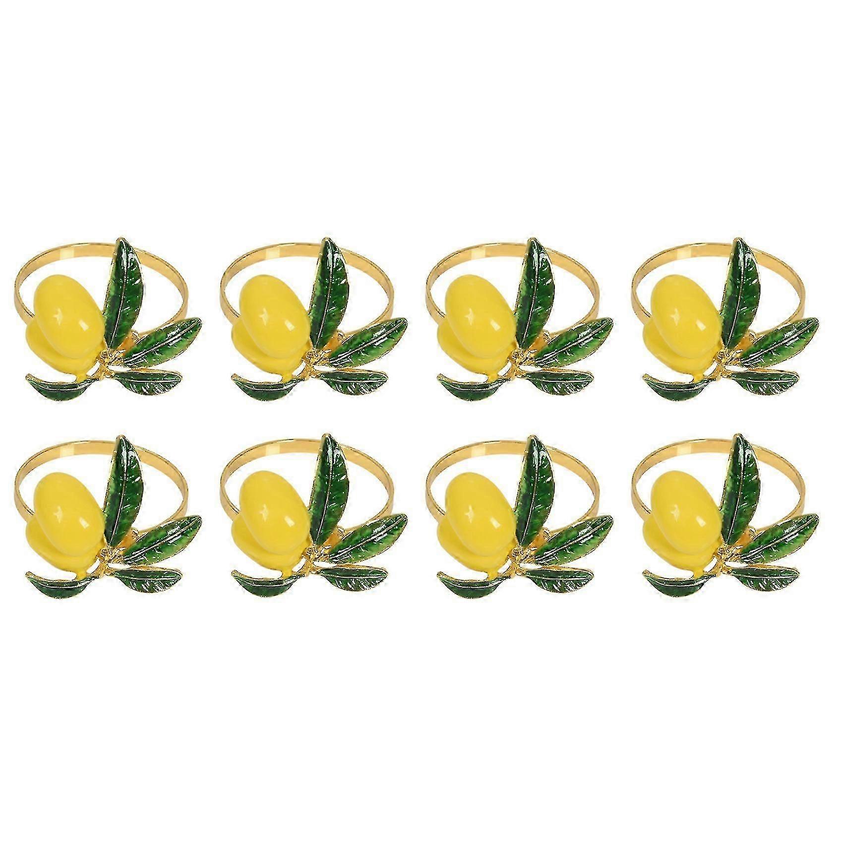 لحلقات منديل مجموعة من 8 ، حامل منديل زفاف ليمون ، مشبك منديل ذهبي لديكور الطاولة ، الحفلات ، العطلات ، التجمع العائلي