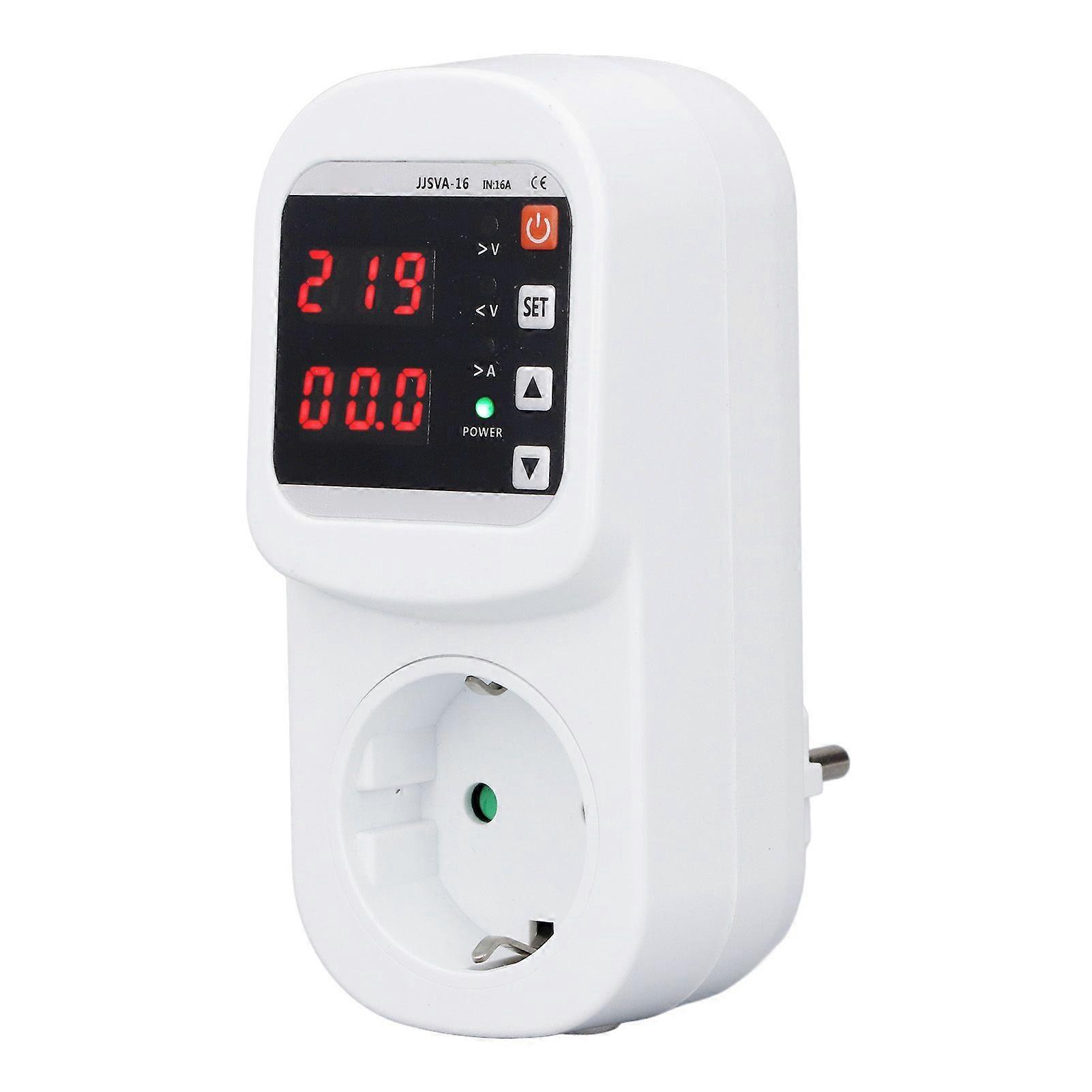 Voltage Current Protector Outlet 16A 140210V 230300V Adjustable Plug in Surge Protector with LED LCD Screen