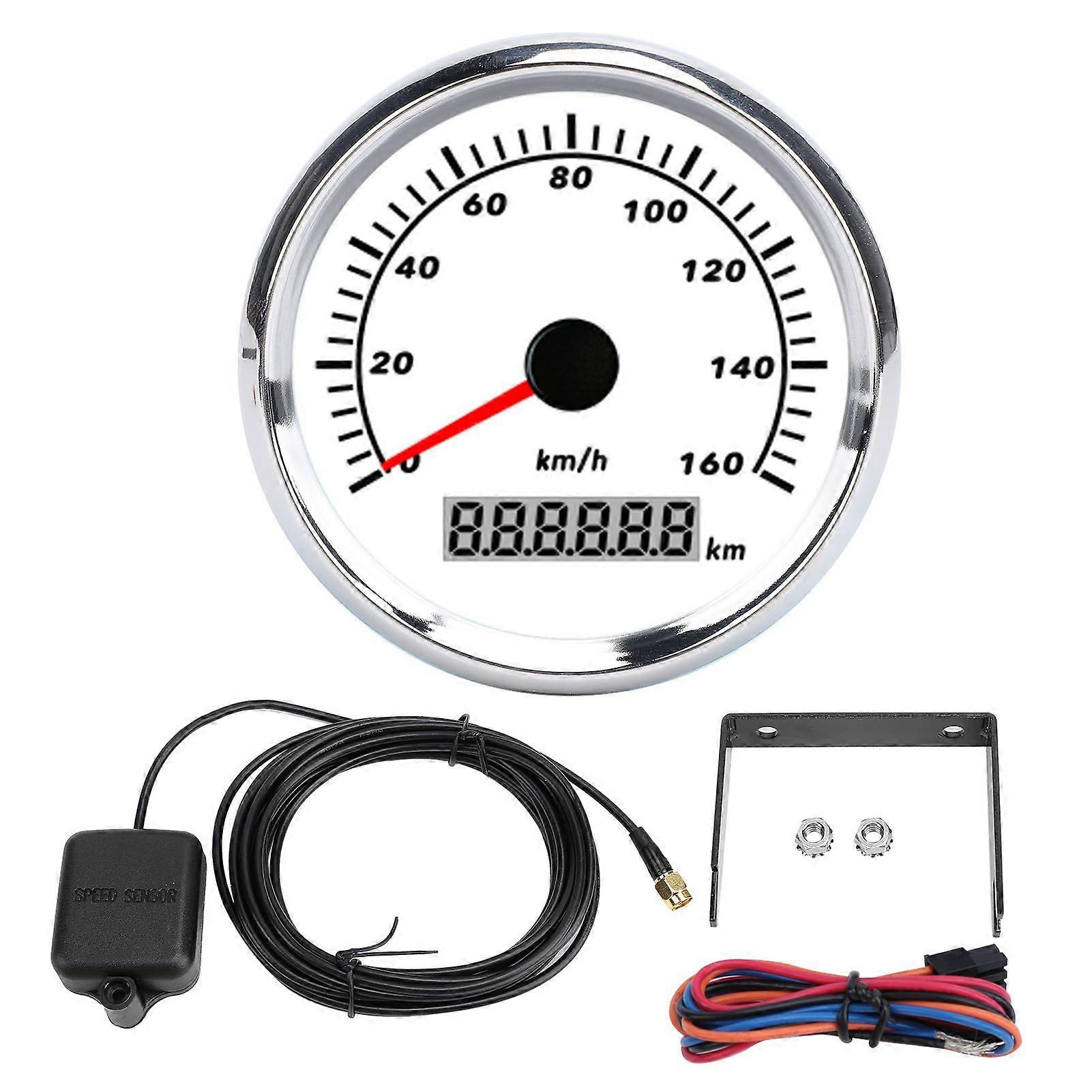 Speedometer Gauge Step Motor Red Pointer IP67 Waterproof 85mm 7 Color Digital Display Speed Gauge for Boat Yacht RV Truck Motorcycle