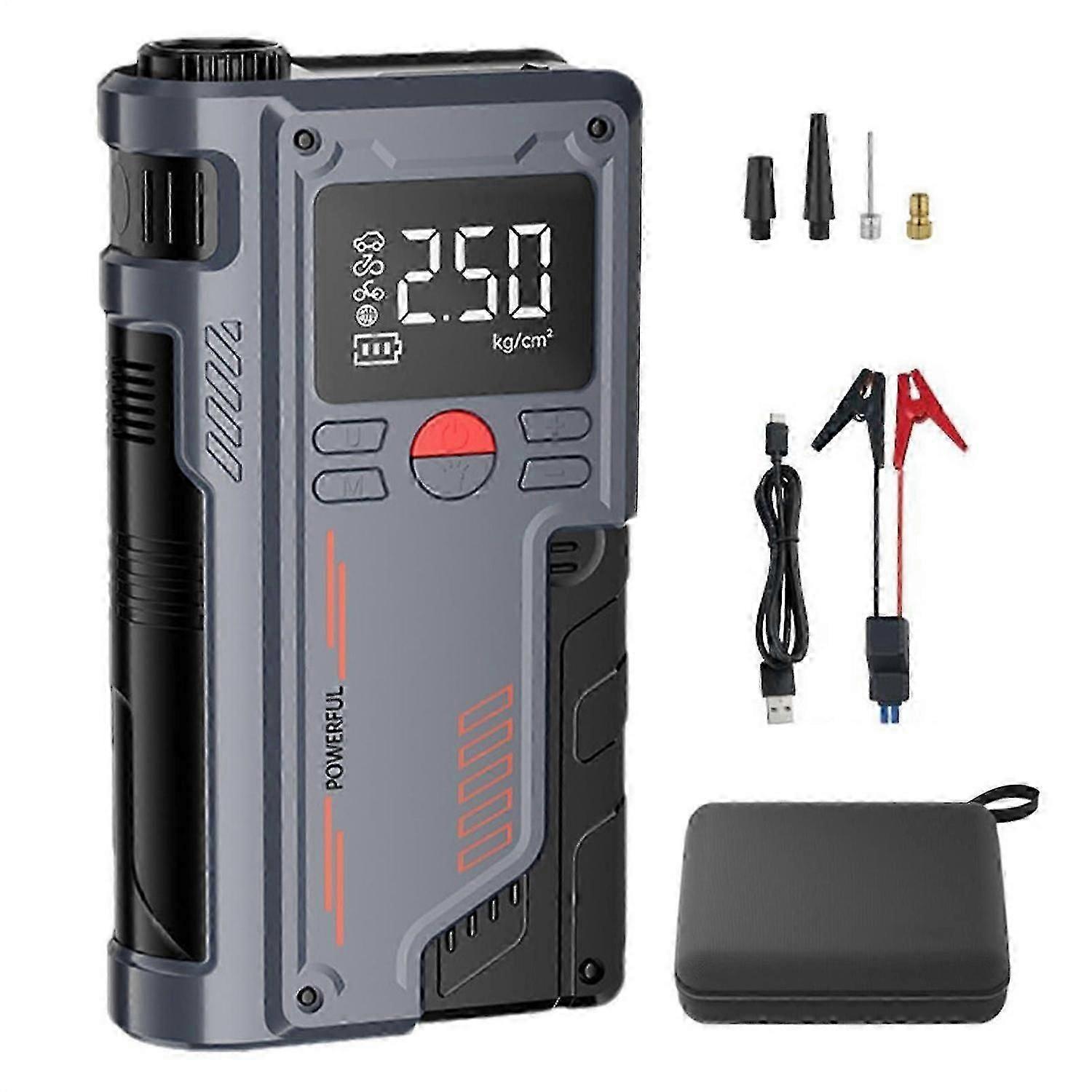 Portable Jump Starter Compact Battery Booster, USB Power Bank, Safety Clamps, Torch Cs
