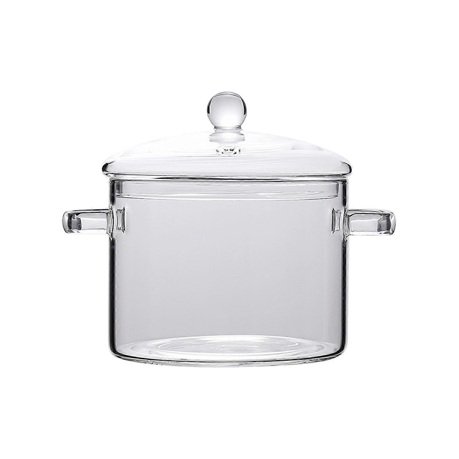 High Borosilicate Clear Glass Simmer Pot with Lid, Compatible with Stove, Heat-Resistant Cookware Set for Potpourri, Cooking, Saucepan -40°F to