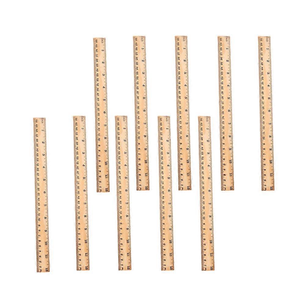 Wood Measuring Ruler Double Scale Ruler for Classroom 20Pcs