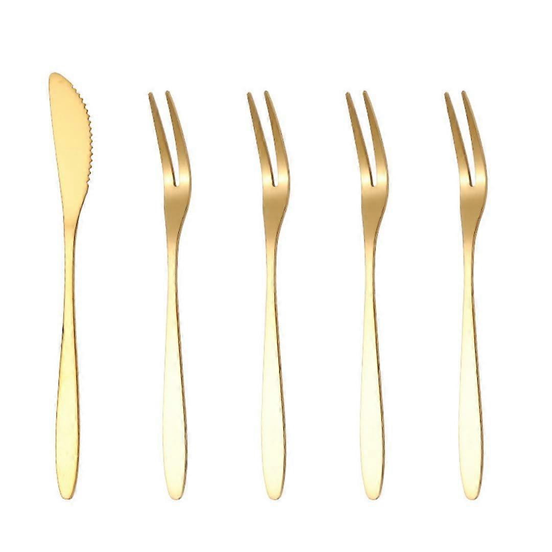 Stainless Steel Appetizer Fork and Knife Set, 304 Grade, 4Piece Cocktail Fruit Salad Tasting Cutlery, Silver