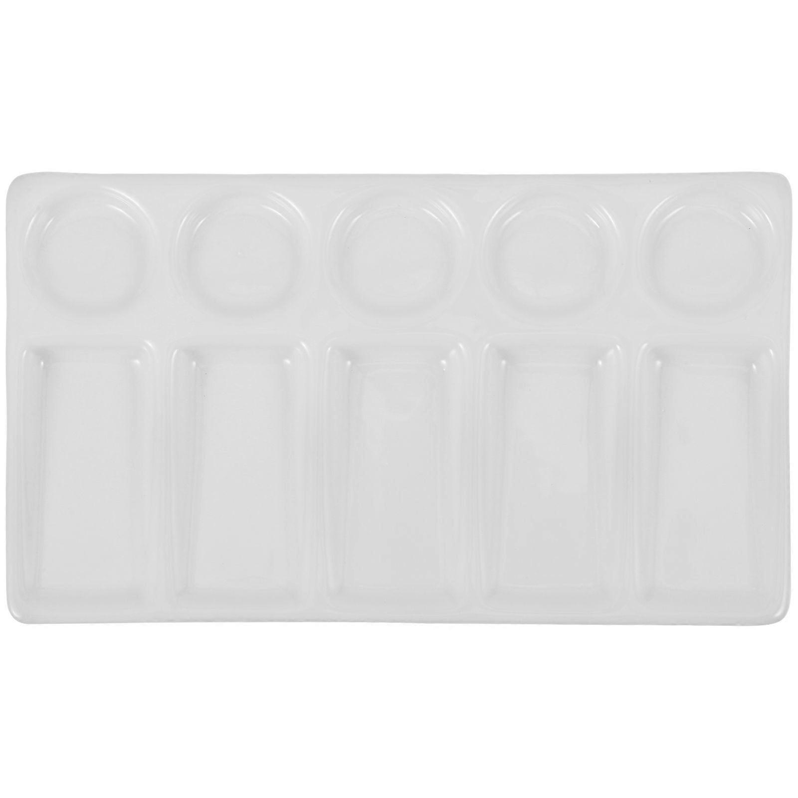 10-Well Rectangular Shape Palette Plastic Watercolor Leak Proof Painting Palette (White)