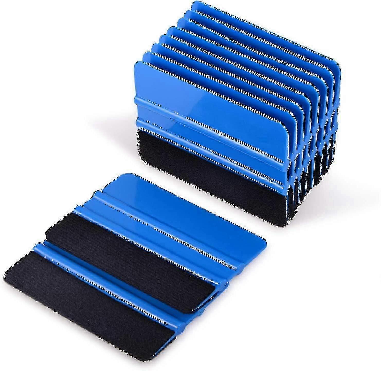 10pcs Vinyl Squeegee Felt Edge Squeegee 4 Inch Car Vinyl Scraper Decal Applicator Window Tint Tool With Black Fabric Felt Edge-blue
