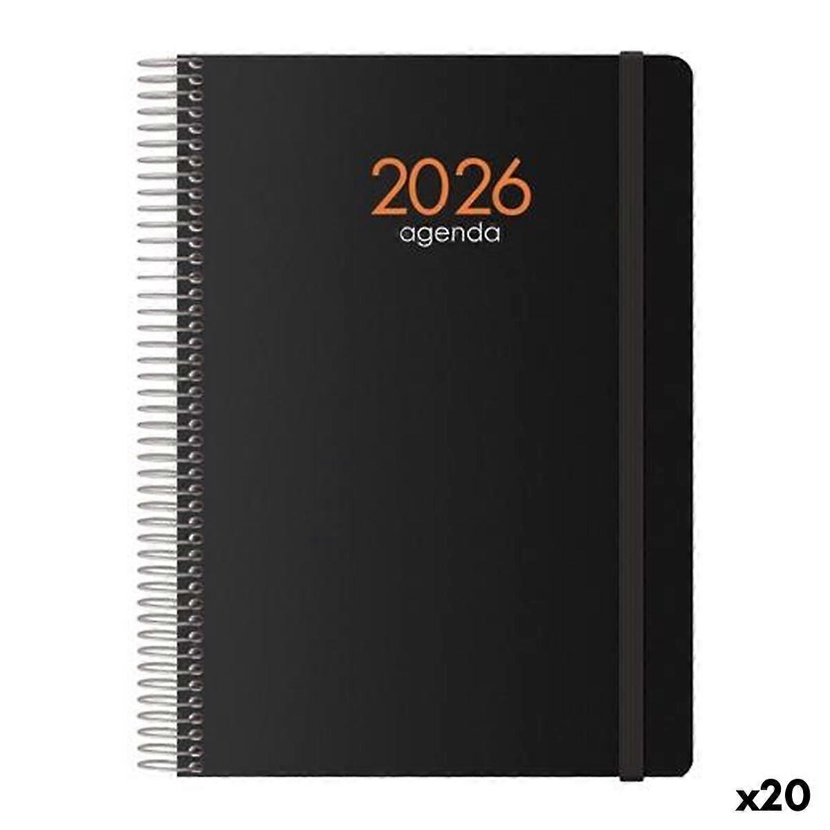 Diary DOHE SYNCRO Black 1/4 15 x 21 cm 2026 (20 Units)