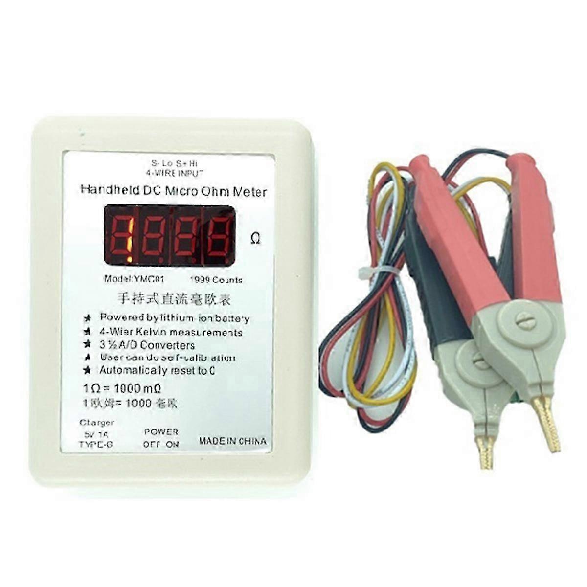 Handheld DC Milliohmmeter Low Resistance Tester 0.01-19.99 Four Wire Kelvin Measurement Meter Milli