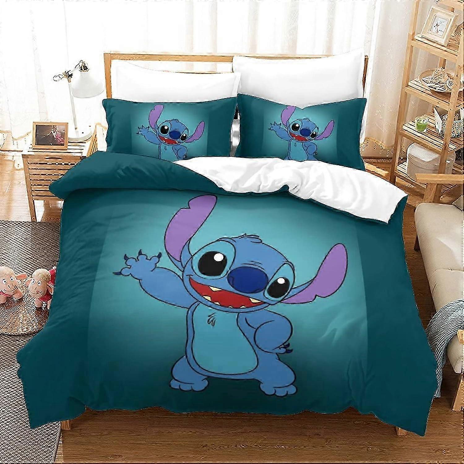 25-26 Stitch Duvet Cover Three-Piece Suit and Quilt Set Lilo & Stitch Cartoon Characters Duvet Cover King 135*200 CM
